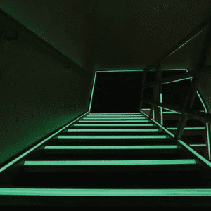 egress exit path marking signs photoluminescent stairs photoluminescence installation fire pl systems standards